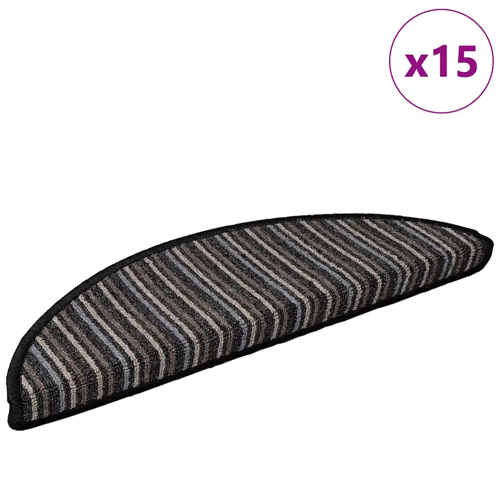 Tappetini per scale autoadesivi 15 pcs Antracite 56 x 17 x 3 cm