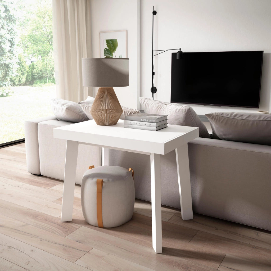 Consolle allungabile, 140x90x73cm, Per 6 persone, Gambe in legno, Bianco RF3125