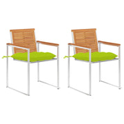 Sedie da Giardino 2 pz con Cuscini in Legno Acacia e Acciaio cod mxl 75829