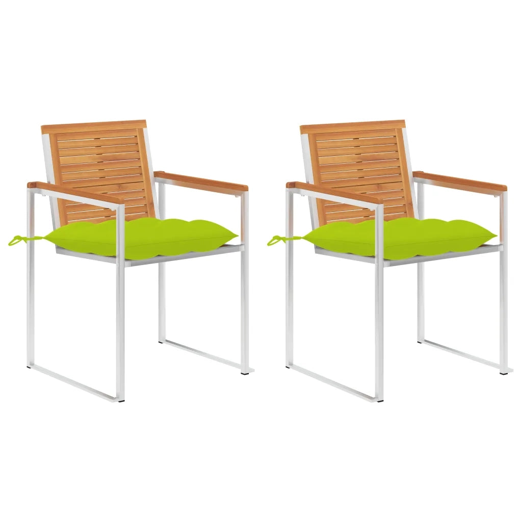 Sedie da Giardino 2 pz con Cuscini in Legno Acacia e Acciaio cod mxl 75829