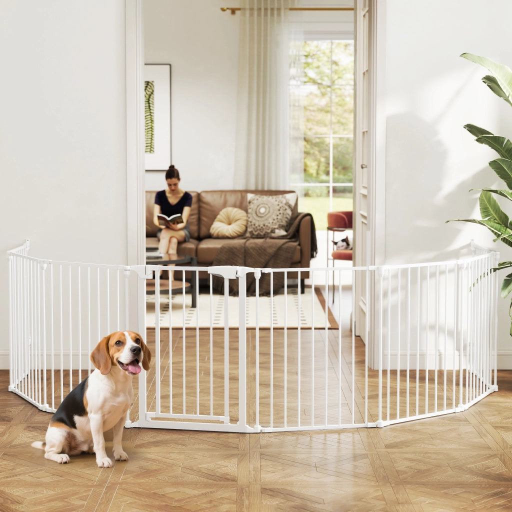 Recinto per Cani 8 Pannelli ¨C zephmum ¨C Acciaio ABS Bianco 61x3x75 cm