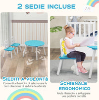 Set Tavolino Bambini con 2 Sedie, Set Tavolo e 2 Sedie Montessori con Borsa a Rete e Schienale Ergonomico, Mobile per Cameretta per Bambini di 3-7 anni