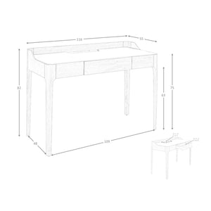 Scrivania con piano in similpelle e noce