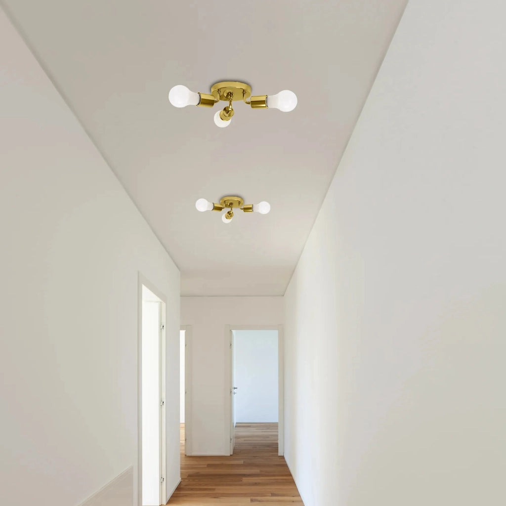 Lampada Da Soffitto Triplo Plafoniere Metallico Gold APP704-3C