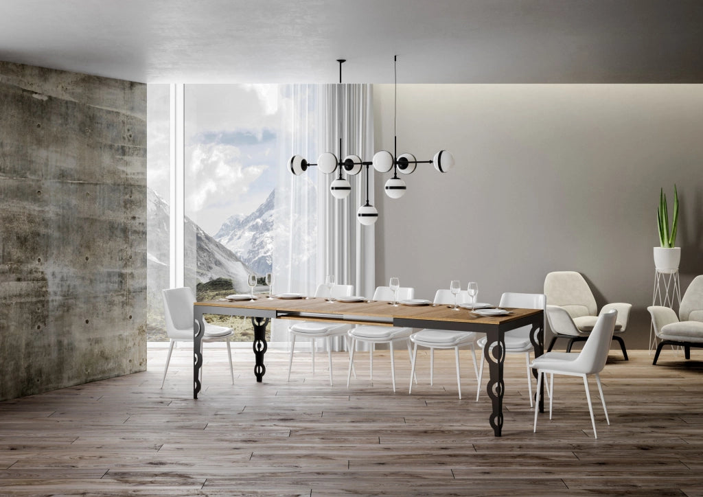Tavolo allungabile 90x160/264 cm Karayan Evolution Quercia Natura telaio Antracite