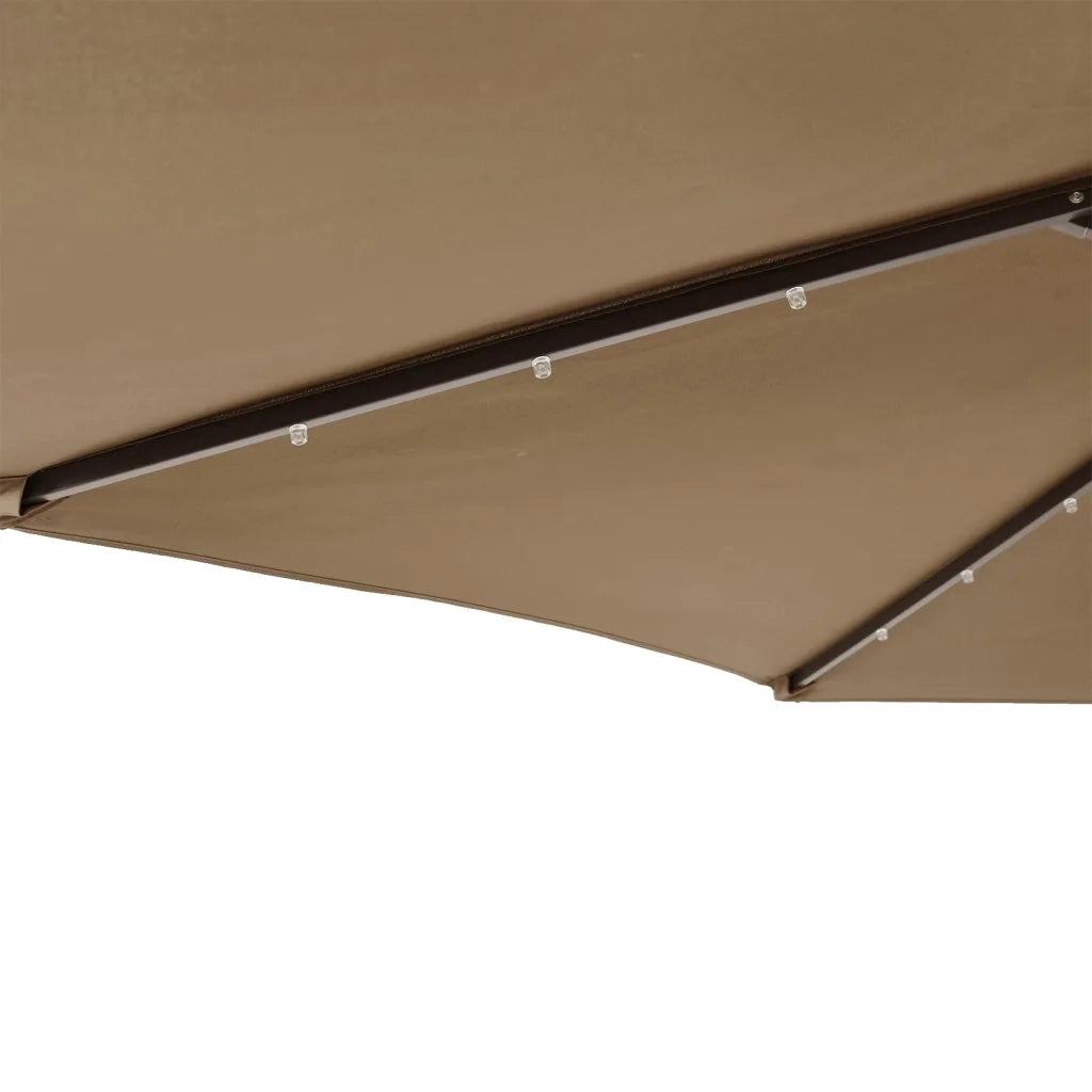 Ombrellone Giardino con LED-Ombrello da Balcone Palo Acciaio Tortora 225x225x212 cm