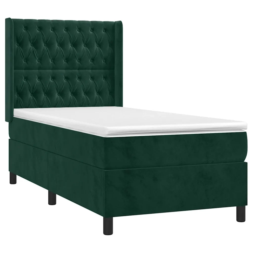 Giroletto a Molle con Materasso Verde Scuro 90x190 cm Vellutocod mxl 74755