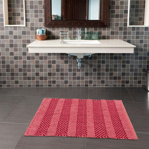 Tappeto Camera Scendiletto Bagno 60x120 Cm Cotone Intrecciato Morbido Assorbente Rosa