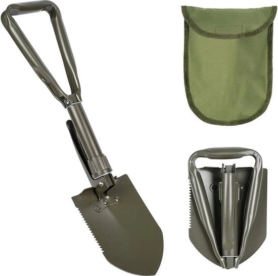 Scopa pieghevole - trasportabile e multifunzionale - cucchiaio pieghevole con tasca - 61 x 155 cm - campeggio e giardino - verde