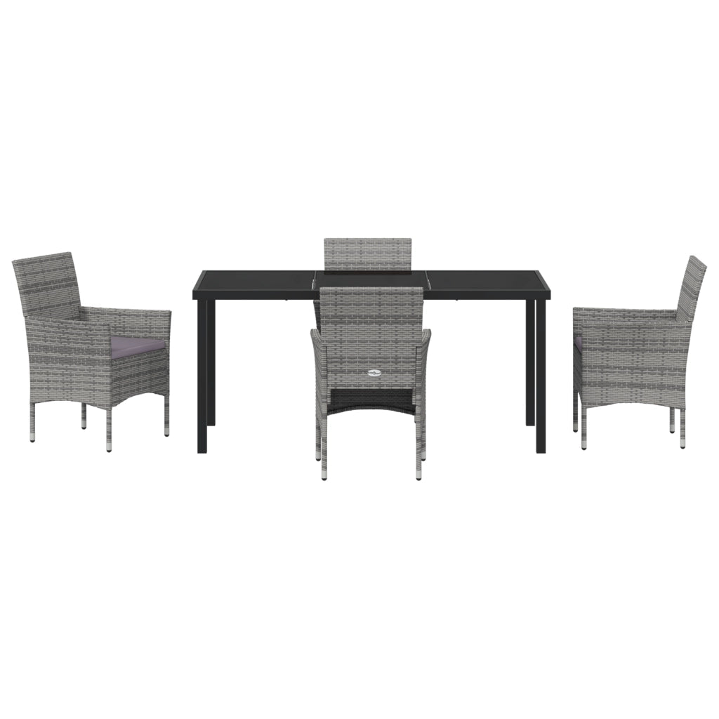 Set da Pranzo da Giardino 5 pezzi Grigio Rattan PE
