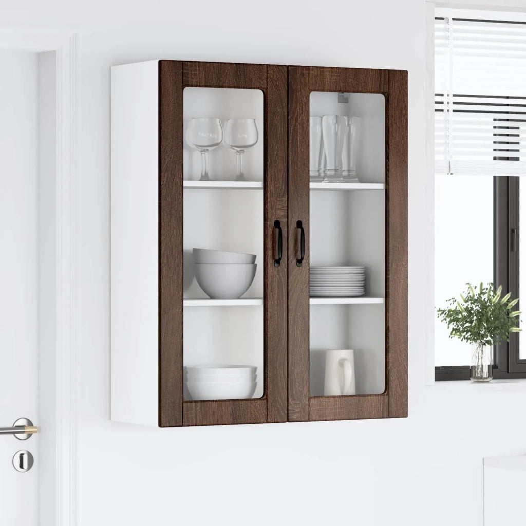 Pensile da cucina | Mobile in vetro da parete LUCCA Rovere Marrone 80 x 31 x 100 cm