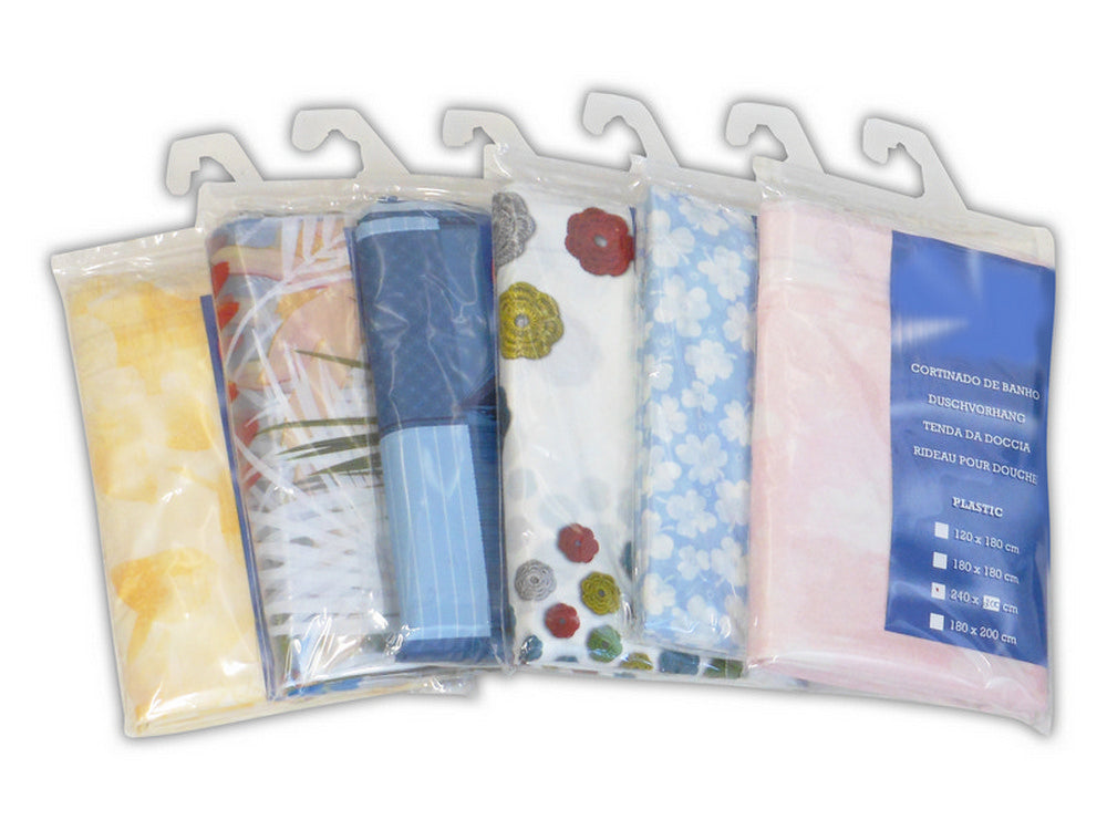 tenda per doccia in pvc box 6 pz. (fantasie assortite) cm. 240x200 h cod:ferx.vit38010