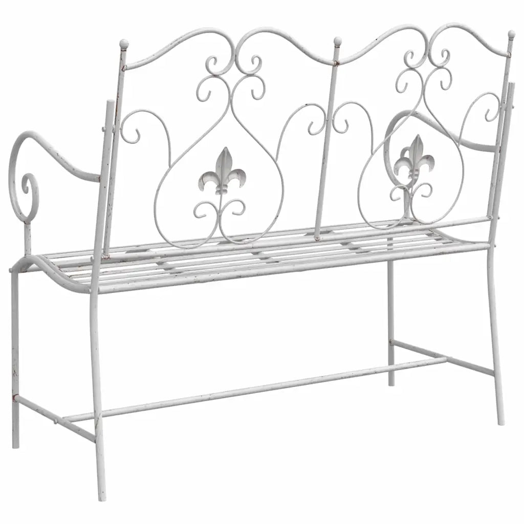 Panchina da giardino Bianco Antico 104 x 54 x 93 cm Acciaio 42008112