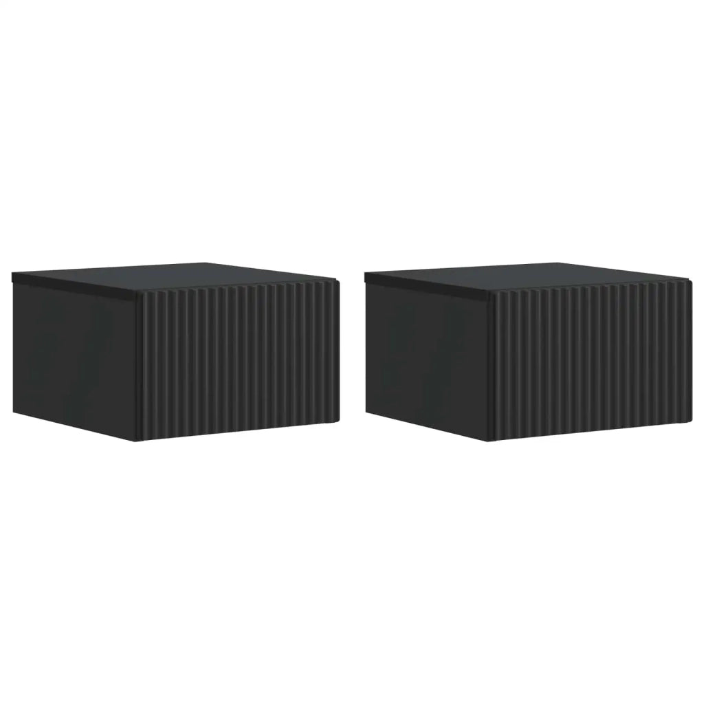 Set di 2 Comodini | Armadio da Notte | Mobiletto da notte a muro Nero 33 x 34,5 x 20 cm