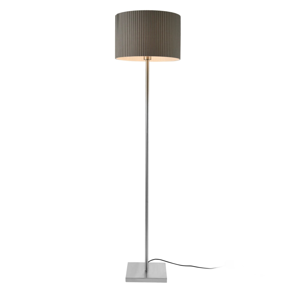Lampada da terra struttura in metallo paralume in tessuto 1 lampadina E27 grigio 151 cm 03_0002435