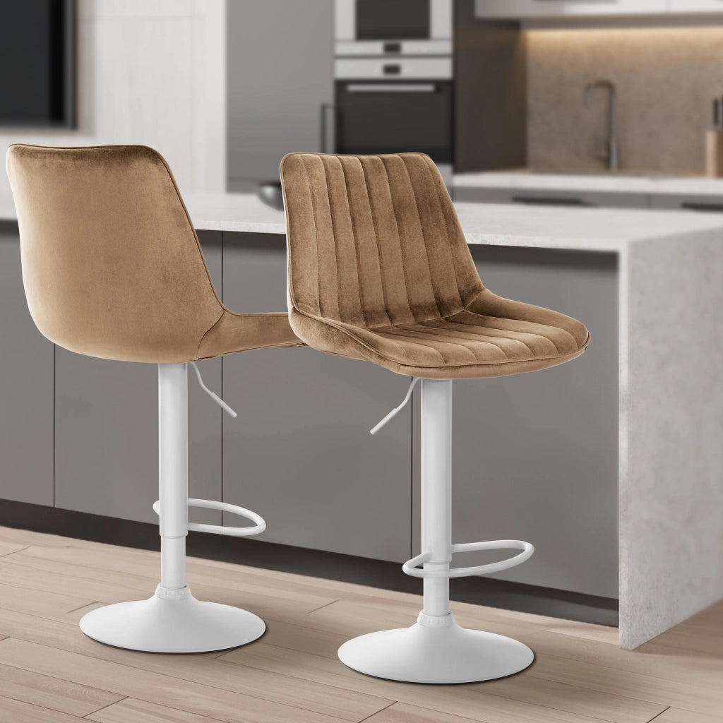 2er Set Barhocker Toni Samt weiЯ