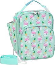 Borse per bambini - borsa da pranzo trasportabile con contenitore per bottiglie per la scuola e il picnic (flamingo)