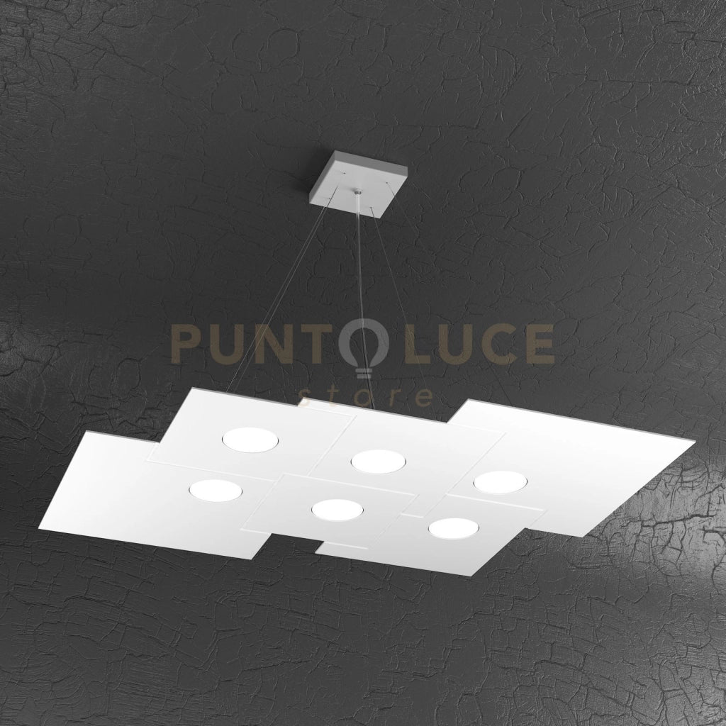 PLATE SOSPENSIONE 6 LUCI BIANCO 1129-S6 R-BI