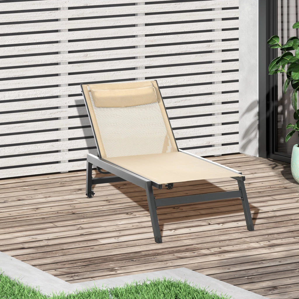 Lettino da giardino in alluminio e Textilene con rotelle e poggiatesta ¨C zephmum ¨C kaki