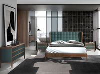 Comodino in pvc e noce verde scuro