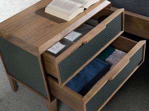 Comodino in pvc e noce verde scuro