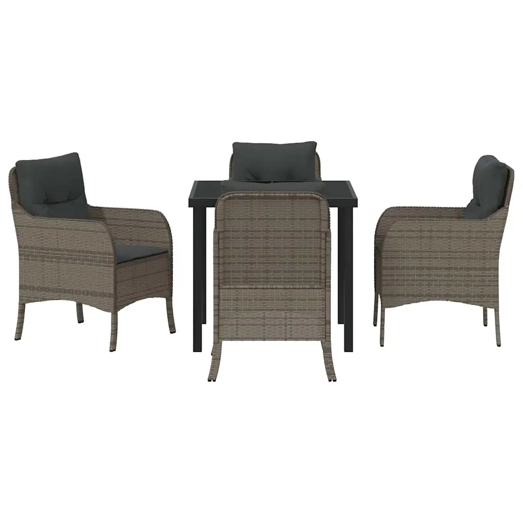 Set da Pranzo per Giardino con cuscino 5 pcs Grigio polyrattan 3380163
