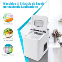 Macchina del Ghiaccio 15kg/24h, Fabbricatore di Ghiaccio con Funziona Autopulizia e Touch, Schermo a LED, Ideale per Casa Ristorante e Bar (Bianco)