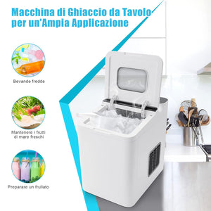Macchina del Ghiaccio 15kg/24h, Fabbricatore di Ghiaccio con Funziona Autopulizia e Touch, Schermo a LED, Ideale per Casa Ristorante e Bar (Bianco)