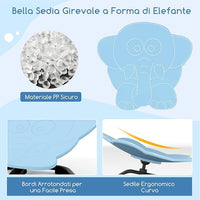 Sedia Girevole a 360° per Bambini, Sedia Sensoriale con Base in Metallo Antiscivolo per Allenare la Coordinazione Fisica e l'Equilibrio, Giocattolo per Cameretta (Blu,Elefante)