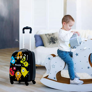 Set di Valigia per Bambini, 16" Valigia+ 12" Zaino, 2 Pezzi, con Ruote Girevoli a 360° e Maniglia Retrattile, Ideale per Viaggiare in Modo Comodo e Divertente (Modello 17)