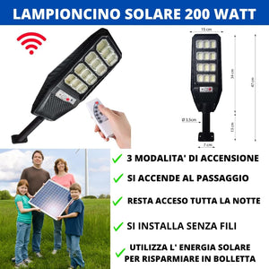4 Pezzi Lampione Solare a Led esterno 200 W, Lampione led solare con Palo e Telecomando