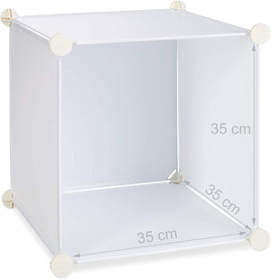 Armadio guardaroba con scaffale cubo 18 scomparti in plastica modulare per scarpe bianco 13_0001073