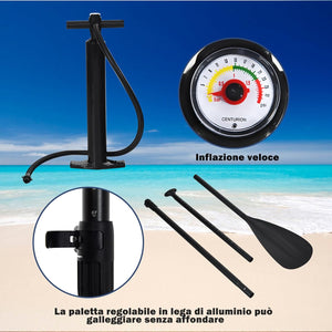 SUP Stand Up Paddle Board Tavola da SUP Gonfiabile con Borsa e Pinne