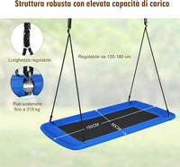 Altalena da Giardino per Bambini, Altalena 150cm con Struttura in Acciaio, Con Corde Regolabili, Adatta per Portico Cortile Giardino (Blu)