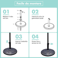Base per Ombrellone in Resina da 46 cm, Base per Ombrellone Rotondo da 10 kg per Esterni, per Giardino, Spiaggia Piscina (Bronzo (modello3))