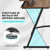 Scrivania Angolare, Scrivania ad Angolo con Presa Elettrica, Supporto per Monitor, Vassoio per Tastiera e Gancio per Cuffie, Scrivania Salvaspazio per Ufficio e Casa (Marrone)