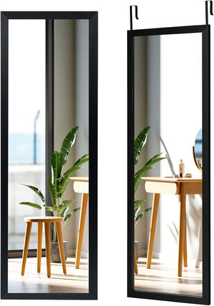 Specchio sulla Porta o sul Muro, Specchio a Figura Intera, Specchio Montato al Muro per Camera da Letto Salone Spogliatoio,120 x 37 cm (Nero)