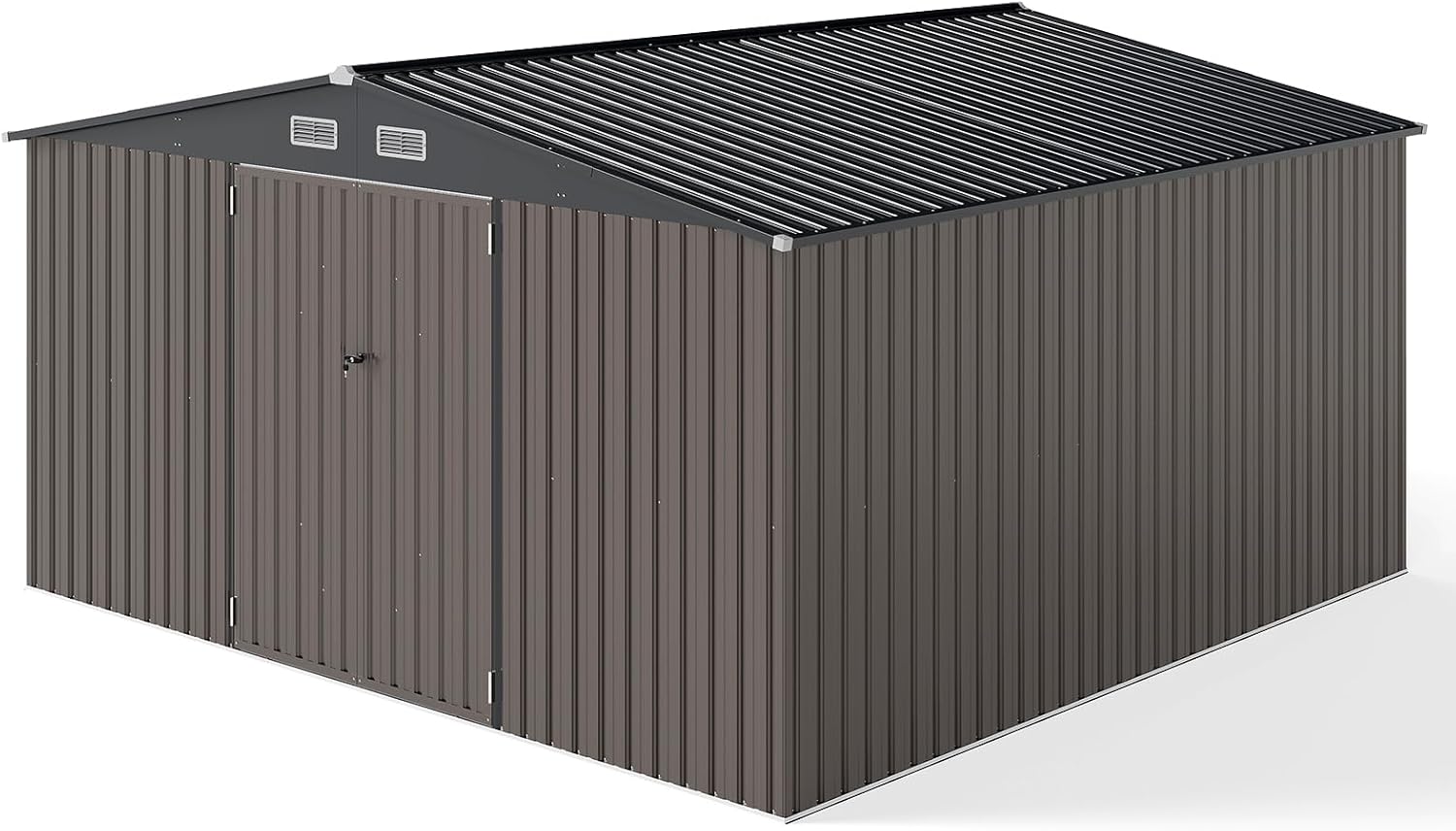 Capanno da Giardino, Casetta Porta Attrezzi con Tetto Inclinato, Porte Bloccabili e Chiavi e 4 Ventilazioni, Organizzatore per Attrezzi da Cortile e Patio, 350 x 350 x 198 cm