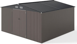 Capanno da Giardino, Casetta Porta Attrezzi con Tetto Inclinato, Porte Bloccabili e Chiavi e 4 Ventilazioni, Organizzatore per Attrezzi da Cortile e Patio, 350 x 350 x 198 cm