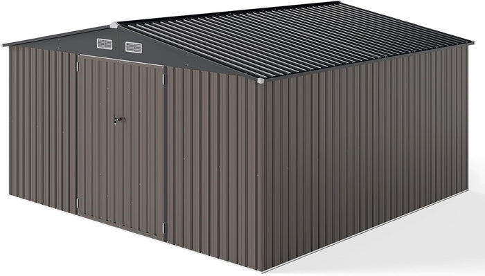 Capanno da Giardino, Casetta Porta Attrezzi con Tetto Inclinato, Porte Bloccabili e Chiavi e 4 Ventilazioni, Organizzatore per Attrezzi da Cortile e Patio, 350 x 350 x 198 cm