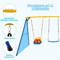 Set di Altalene da Interno e da Esterno, 3 in 1 Altalena da Giardino per Bambini, Corde Regolabili, per Giardino e Parco, Portata 300 kg