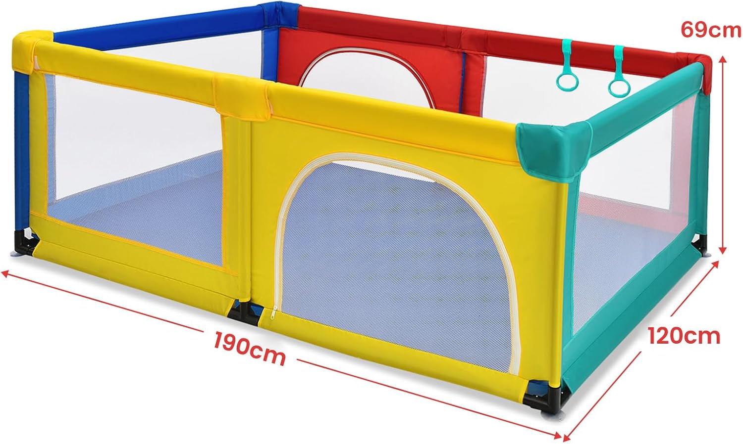 Box per Bambini, Centro Attività Portatile e Sicuro per Bambini, Box Colorato con Cancello, Recinto Extra per Interno ed Esterno con Rete Traspirante Durevole (Colorato)