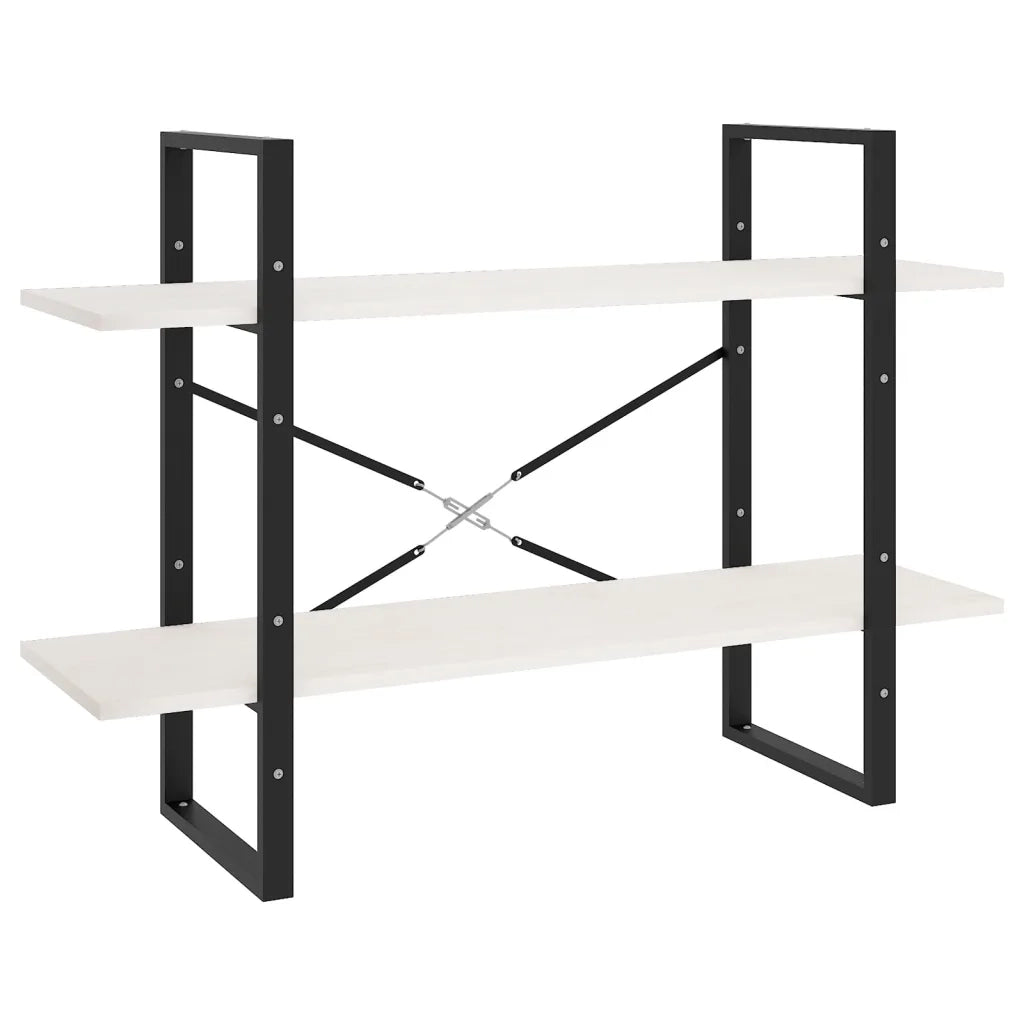 Libreria a 2 Ripiani Bianca 100x30x70 cm in Massello di Pino 806473