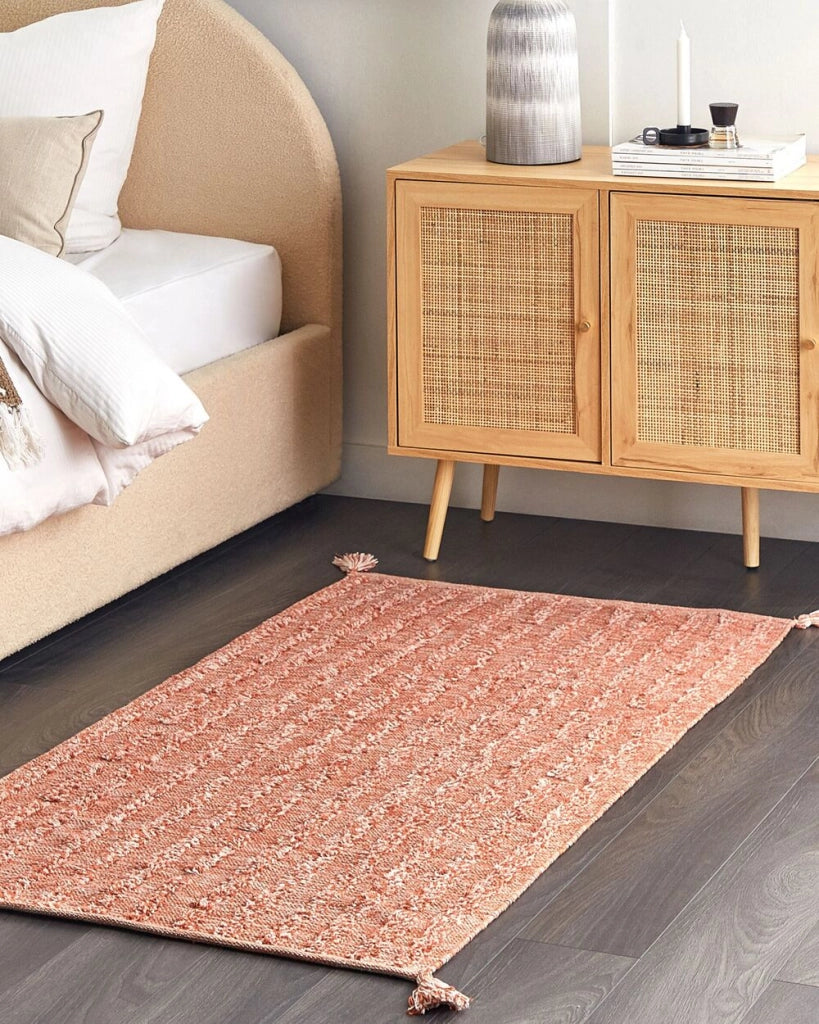 Tappeto in cotone con motivo semplice arancione 80 x 150 cm camera da letto soggiorno