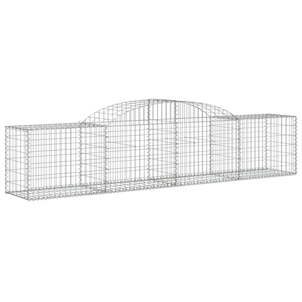 Cestini gabbioni recinzione a gabbia muro di contenimento ad arco 13 pezzi 300 x 50 x 60/80 cm ferro zincato argento 02_0040397