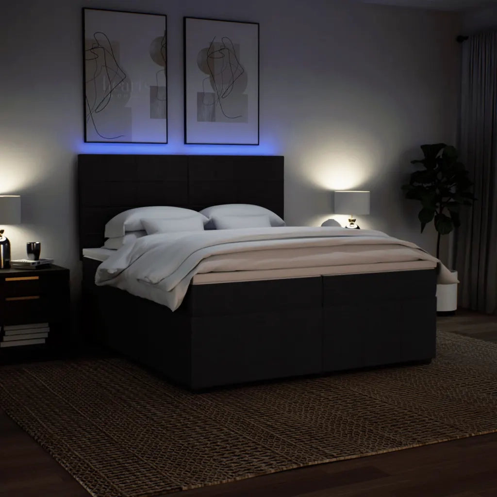 Giroletto a Molle con Materasso Nero 200x200 cm in Tessuto 3294077
