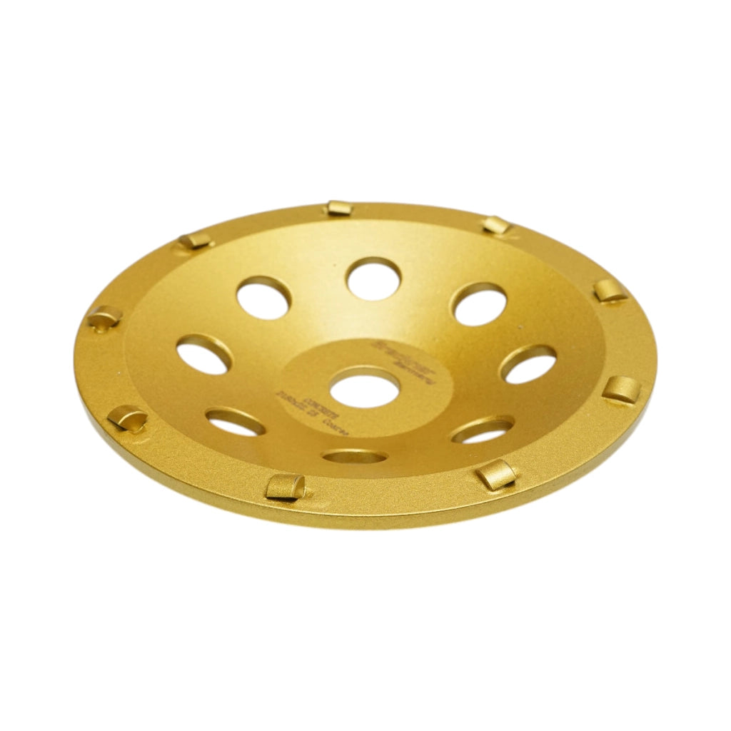 Disco diamantato segmentato PCD tipo tazza 180x22,23, levigatura calcestruzzo, pietra, travertino, mosaico, pavimentazione, mattoni Breckner Germany