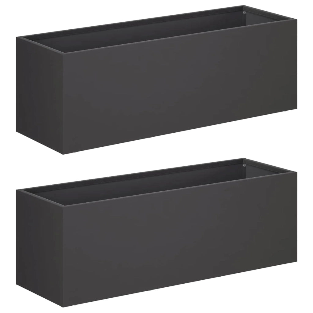 Vaso da giardino 2 pz Nero 60 x 20 x 20 cm 8005149