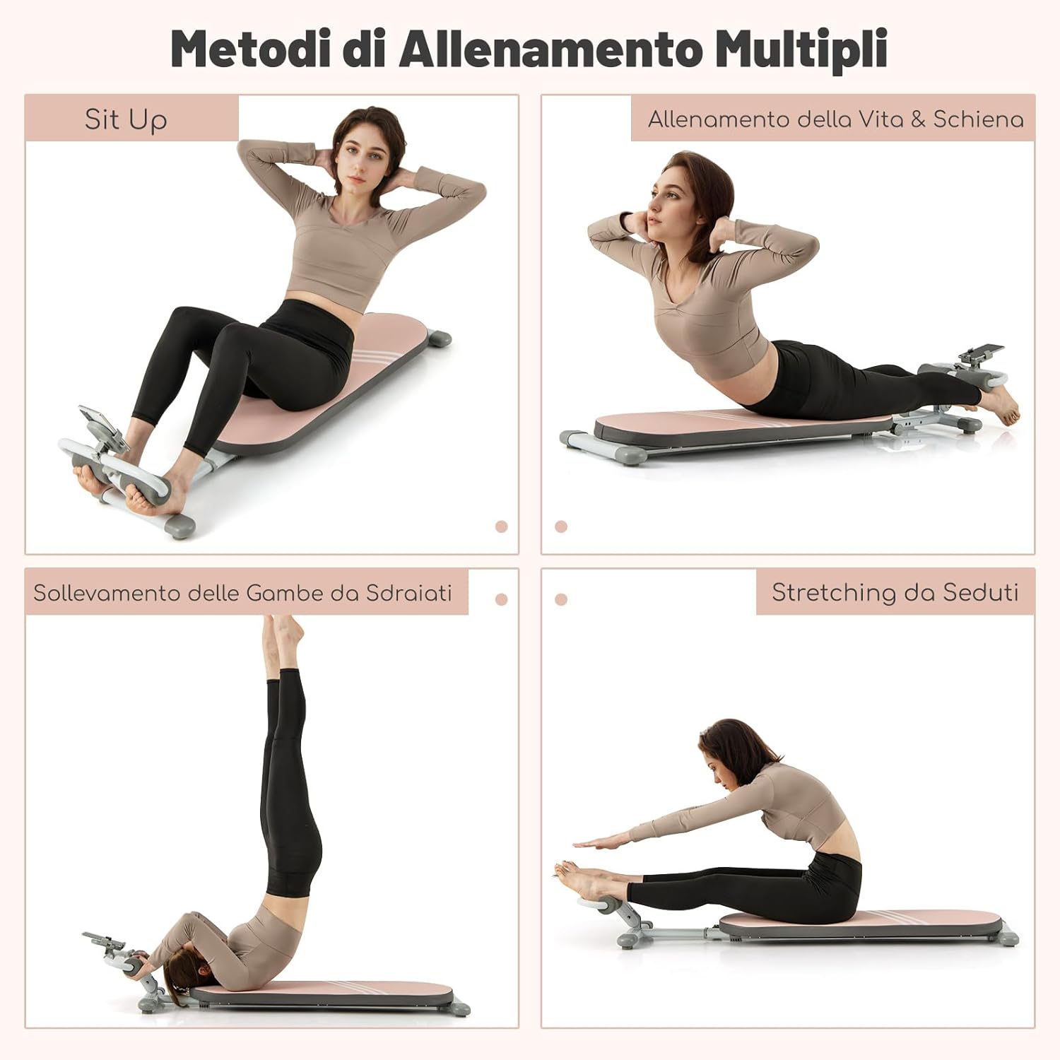 Panca per Addominali Multifunzionale, Panca da Allenamento Pieghevole con 3 Angoli Regolabili e Lunghezza Regolabile, Attrezzatura Fitness per Palestra Domestica, Portata 150 kg