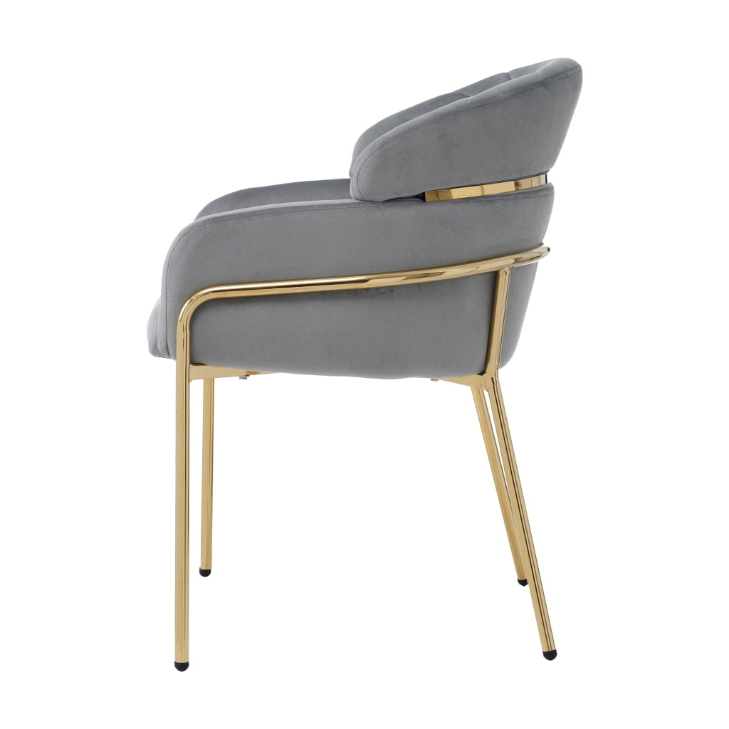 Chaise de salle à manger in velluto con quattro gambe in metallo, seduta ergonomica, grigio, 59.69 × 59.69 × 55.88 cm